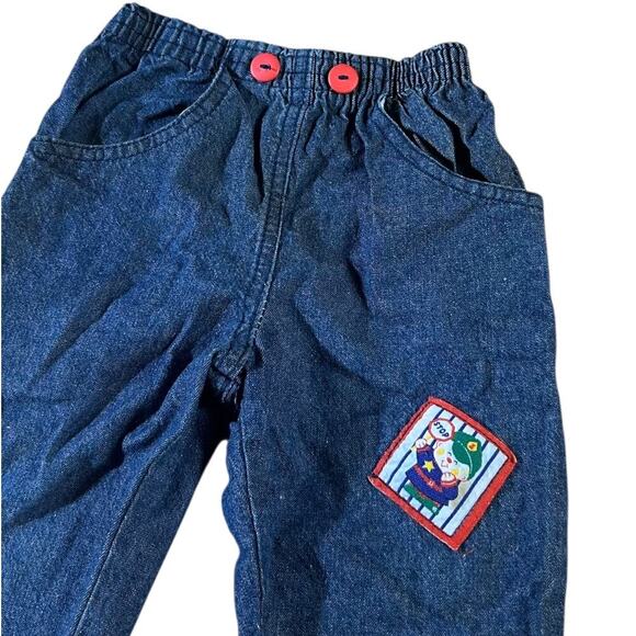 Police Officer Patch 1980’s Button Denim Pull Up Jeans - Picture 2 of 3